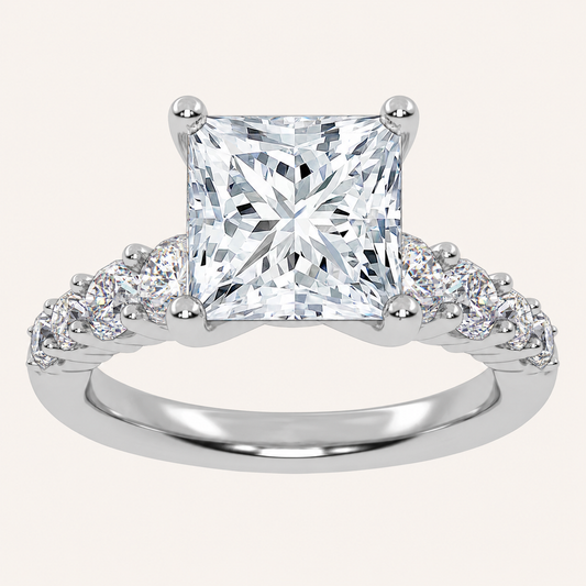 3.75CT Princess Cut Lab Grown Diamond Cluster Ring