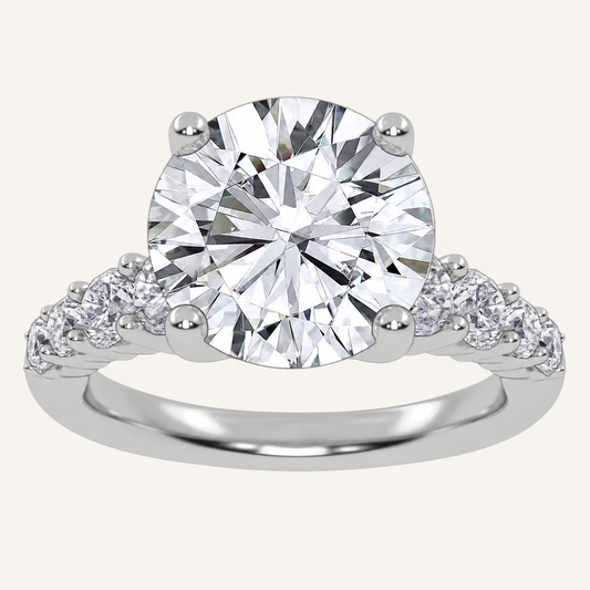 3.75CT Round Cut Lab Grown Diamond Cluster Ring