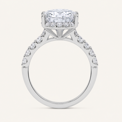 4.75CT Oval Cut Lab Grown Diamond Halo Side Stone Ring