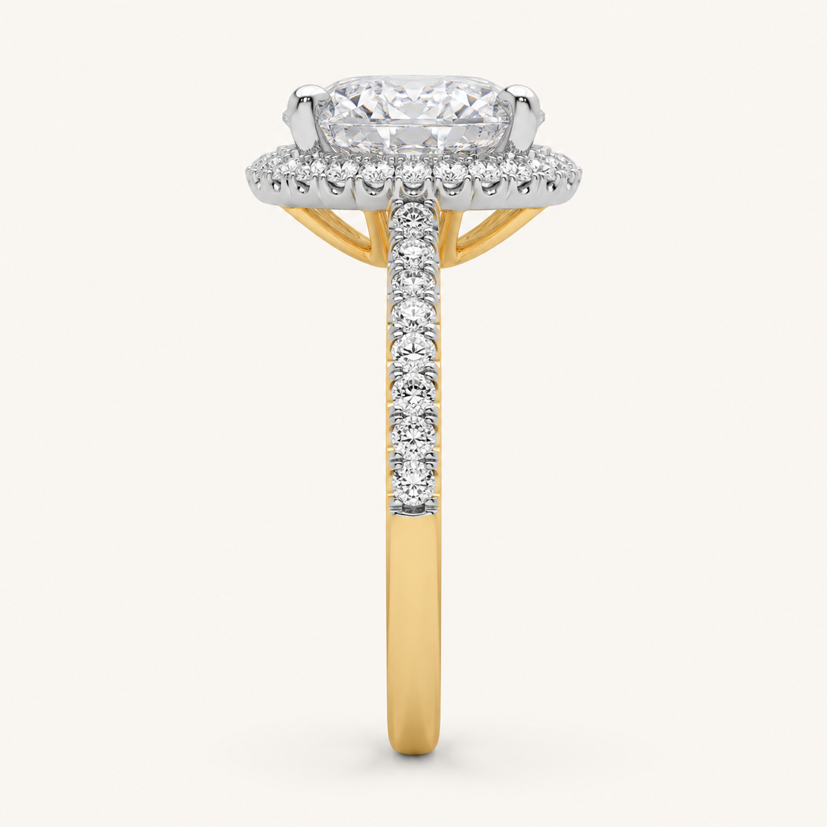 4.55CT Oval Cut Lab Grown Diamond Halo Side Stone Ring