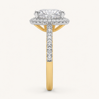 4.55CT Oval Cut Lab Grown Diamond Halo Side Stone Ring