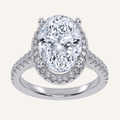 4.55CT Oval Cut Lab Grown Diamond Halo Side Stone Ring