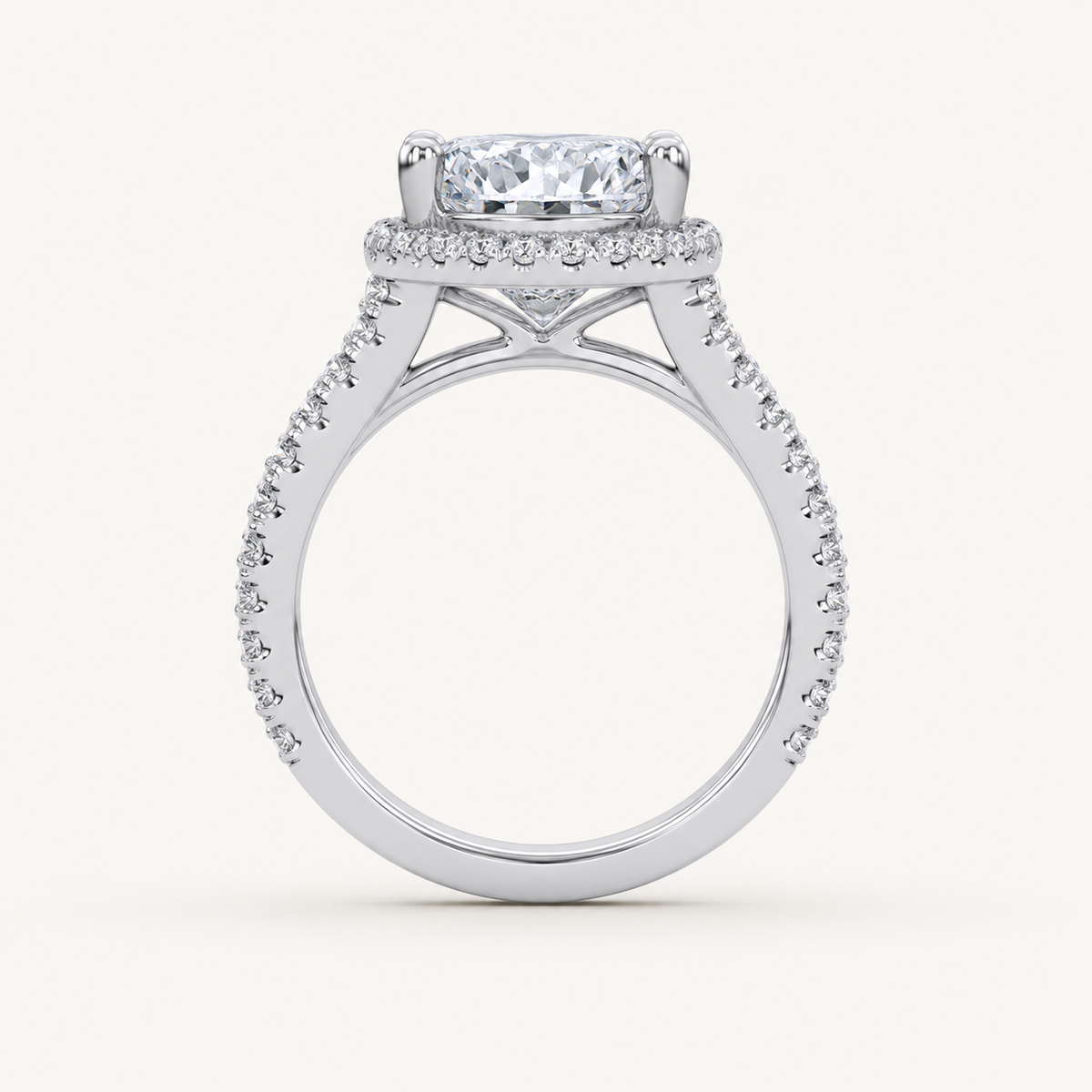 4.55CT Oval Cut Lab Grown Diamond Halo Side Stone Ring