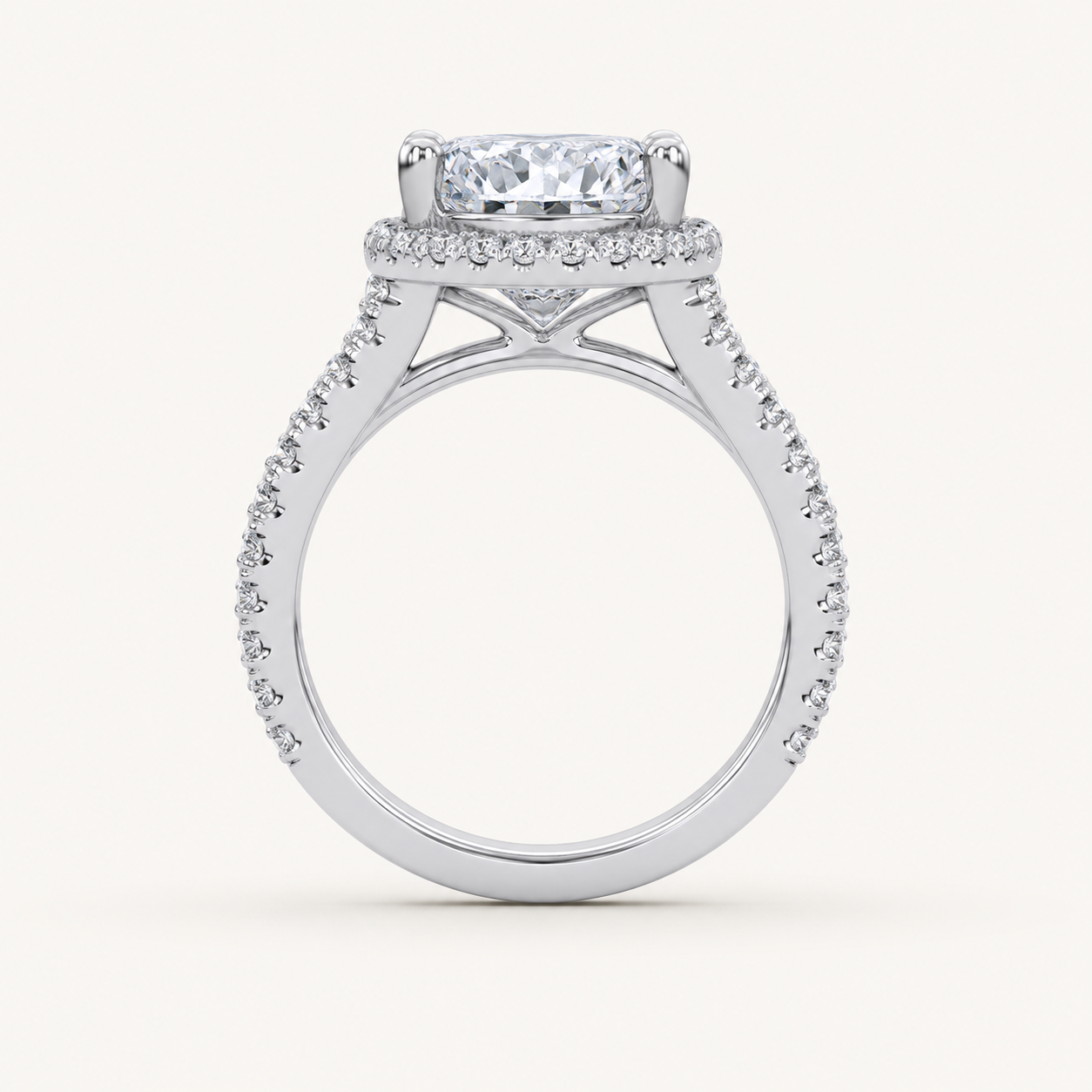 4.55CT Oval Cut Lab Grown Diamond Halo Side Stone Ring