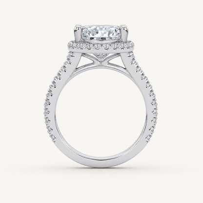 4.55CT Oval Cut Lab Grown Diamond Halo Side Stone Ring
