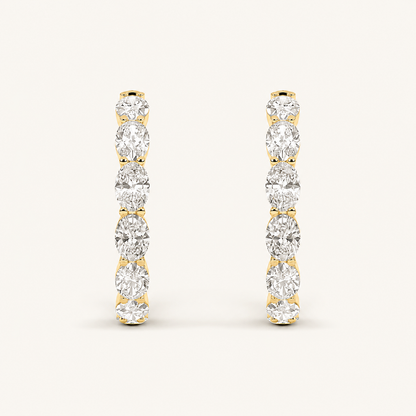 6CT Oval Cut Diamond Inside Out Hoop Earrings