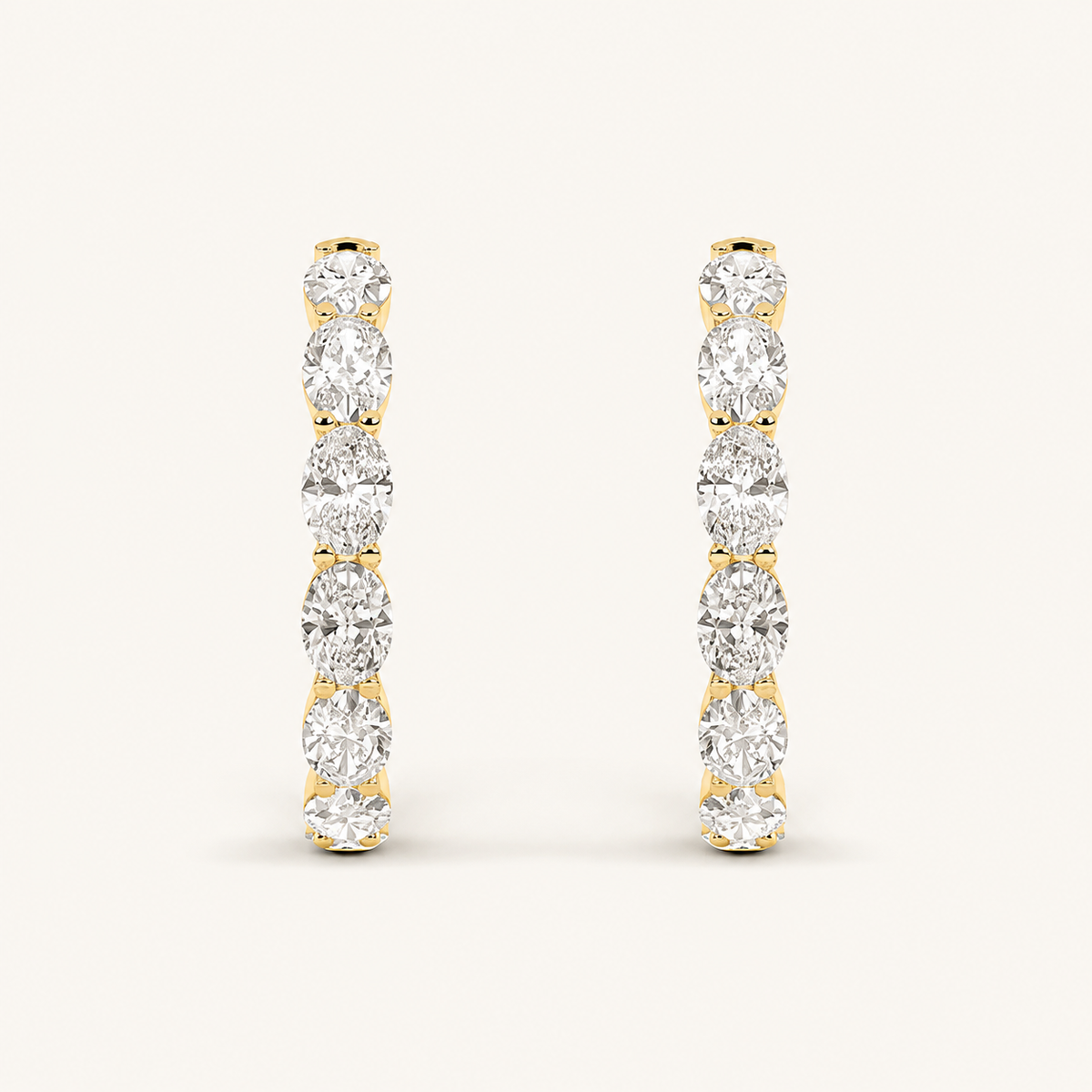 5CT Oval Cut Lab Grown Diamond Inside Out Hoop Earrings