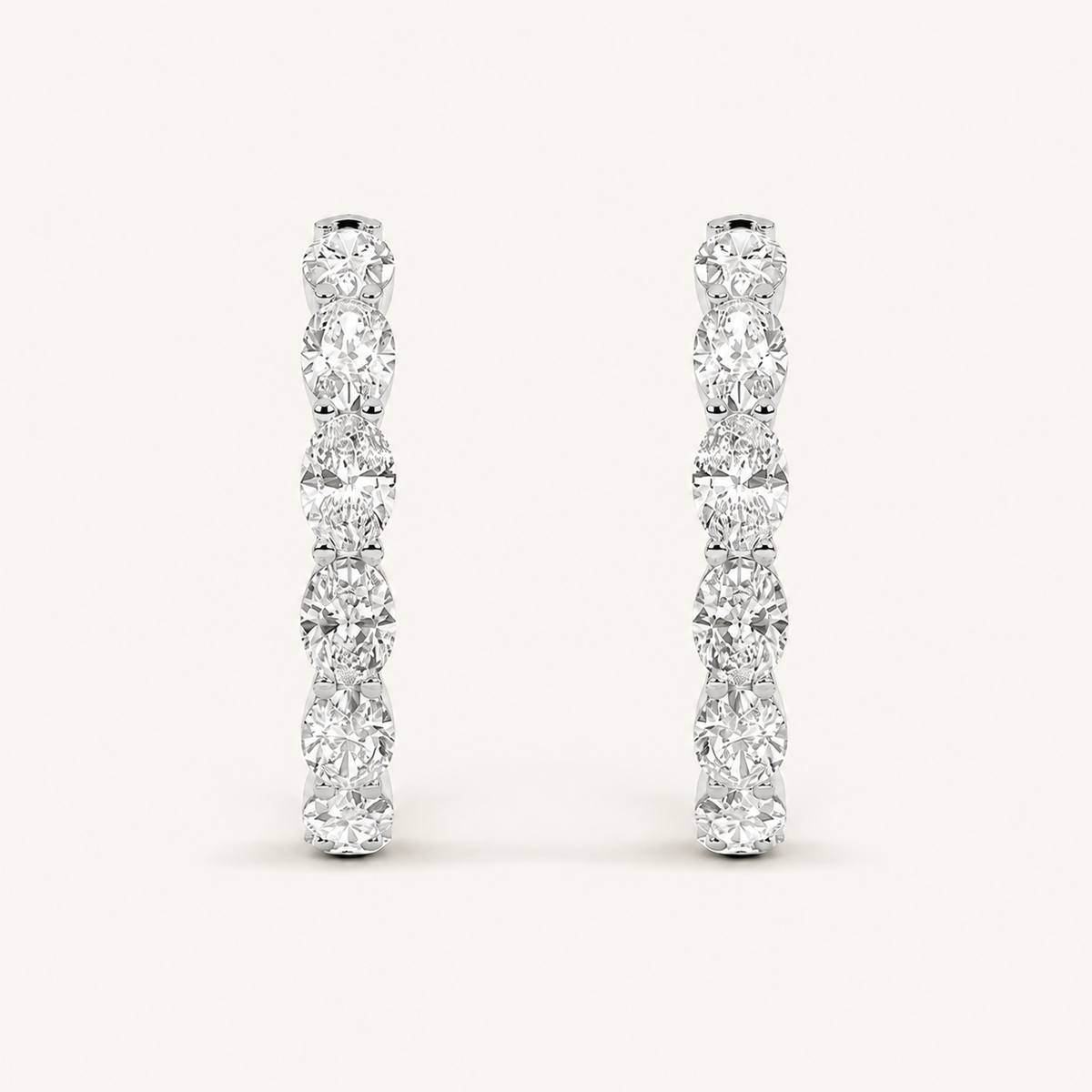 6CT Oval Cut Diamond Inside Out Hoop Earrings