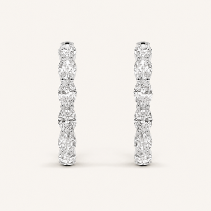 6CT Oval Cut Diamond Inside Out Hoop Earrings