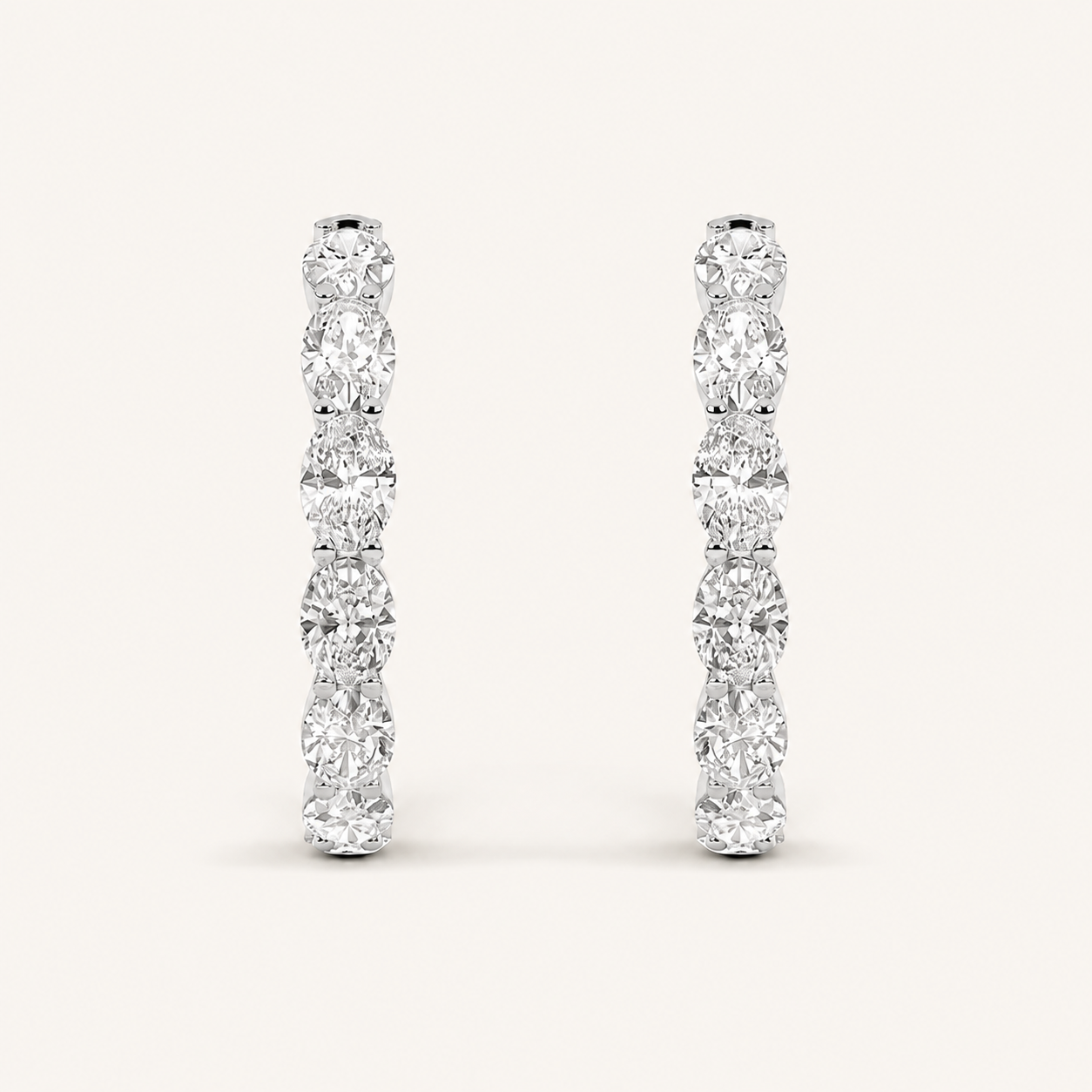 5CT Oval Cut Lab Grown Diamond Inside Out Hoop Earrings