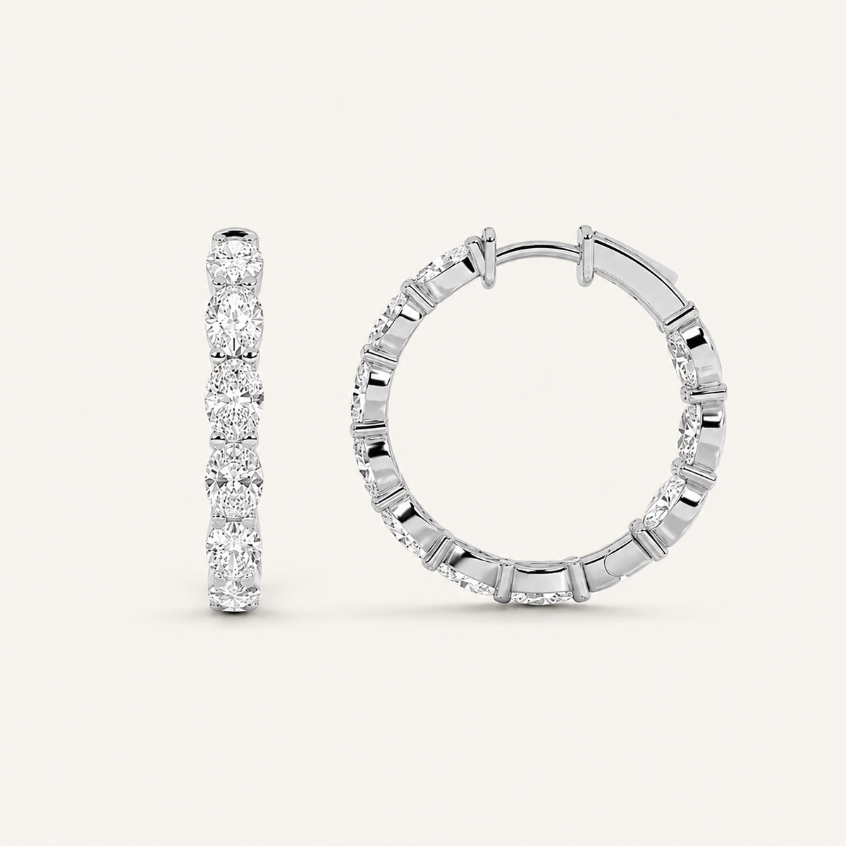 6CT Oval Cut Diamond Inside Out Hoop Earrings