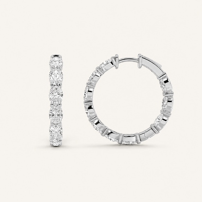 6CT Oval Cut Diamond Inside Out Hoop Earrings