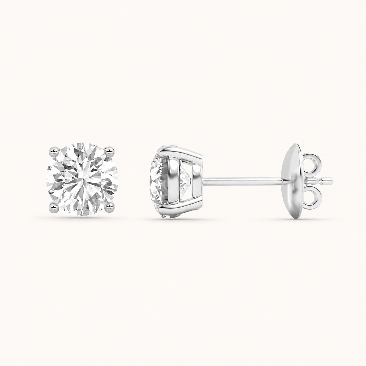 0.25CT Round Cut Diamond Stud Earrings