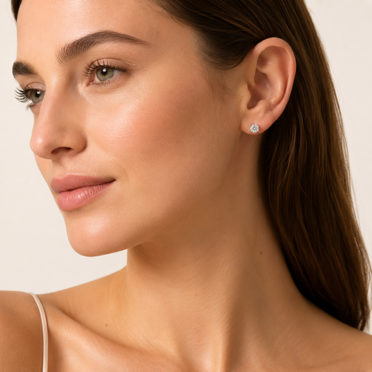 0.25CT Round Cut Diamond Stud Earrings