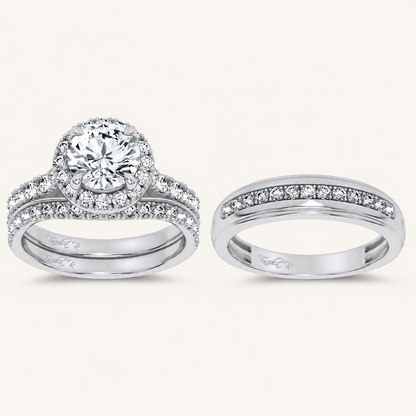 2.94CT Round Certified Lab Grown Diamond Trio Halo Set