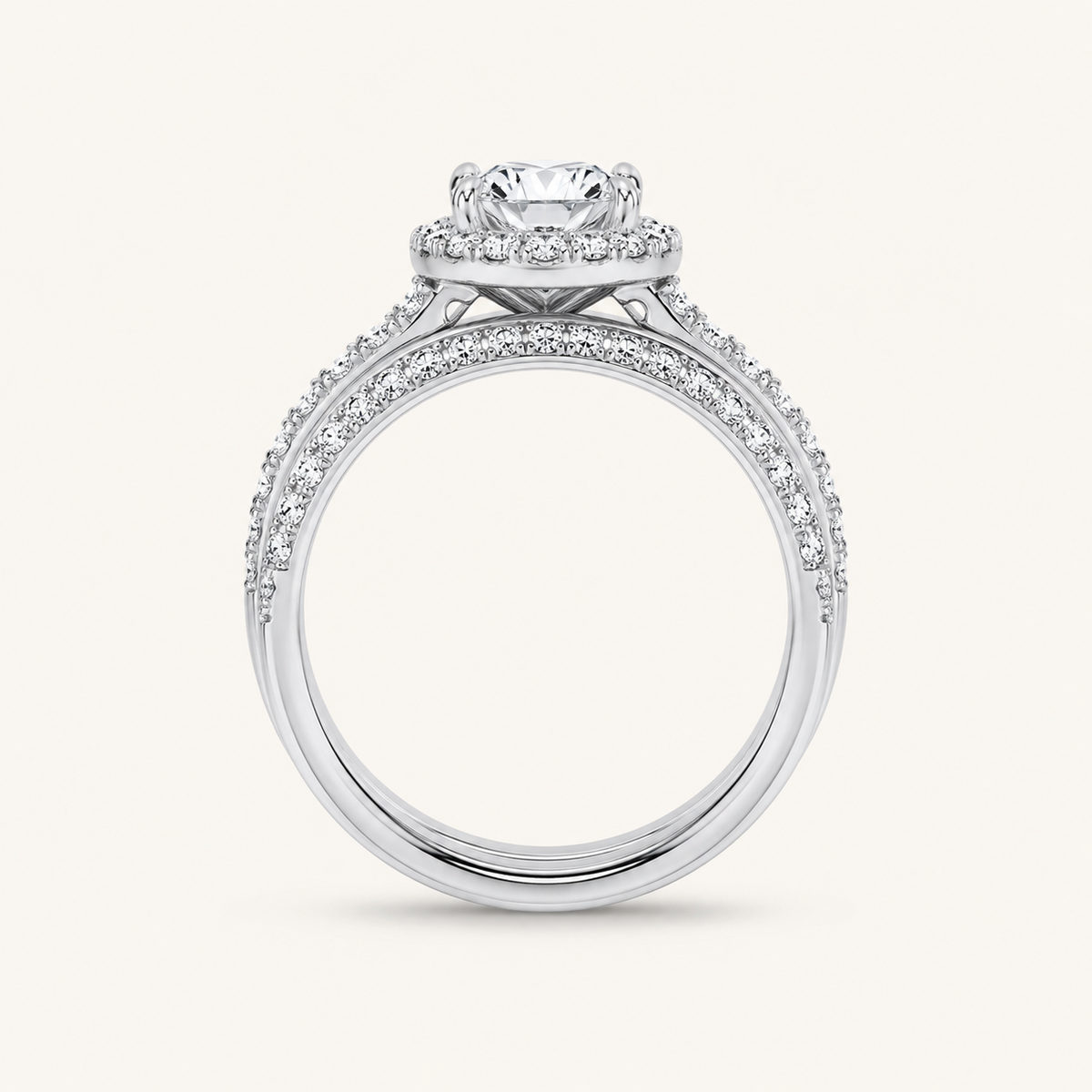 2.94CT Round Certified Lab Grown Diamond Trio Halo Set