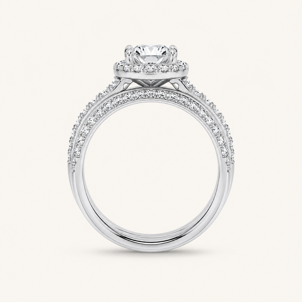 2.94CT Round Certified Lab Grown Diamond Trio Halo Set