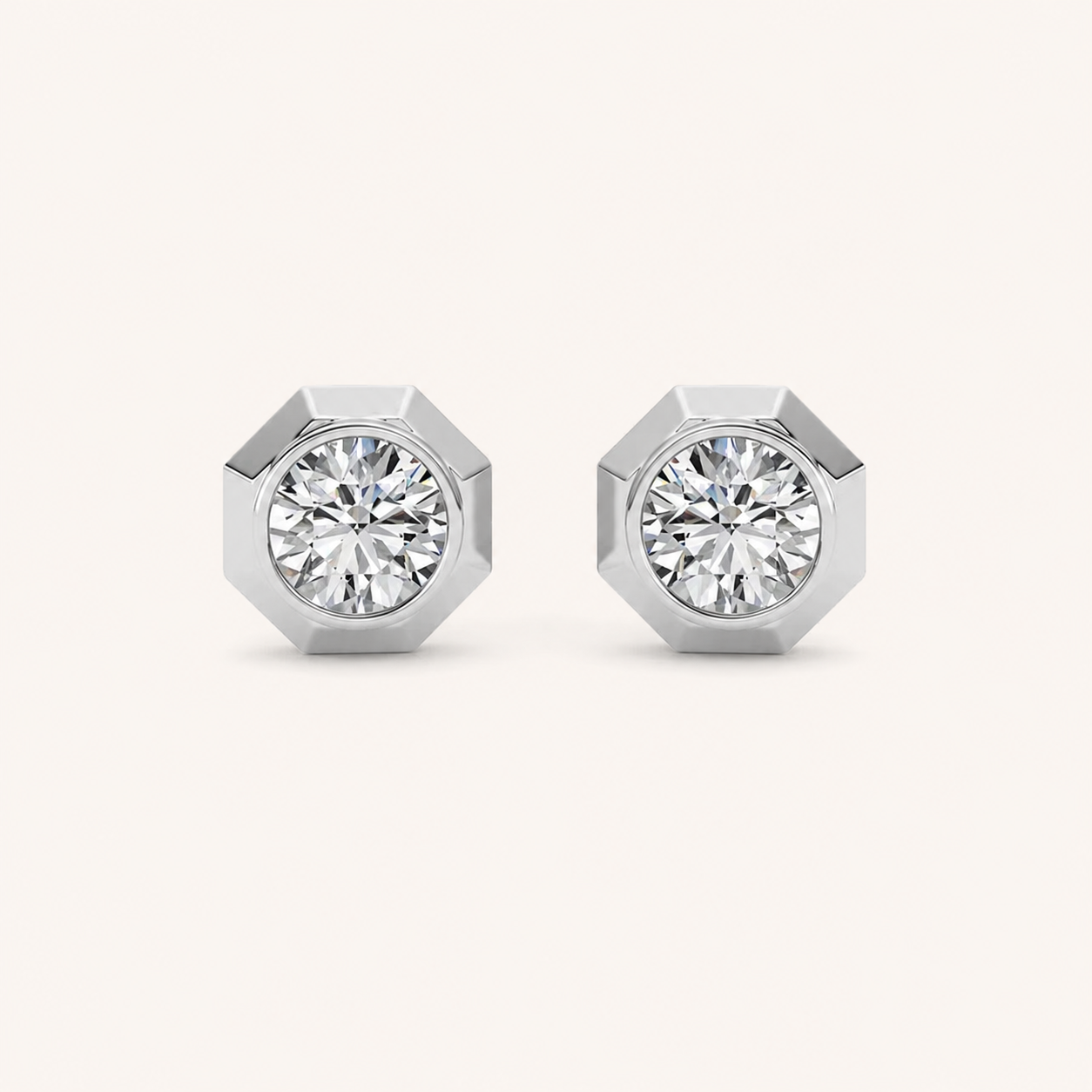 2CT Round Cut Lab Grown Diamond Stud Earrings