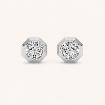 2CT Round Cut Lab Grown Diamond Stud Earrings