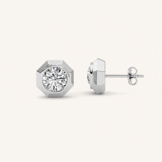 2CT Round Cut Lab Grown Diamond Stud Earrings
