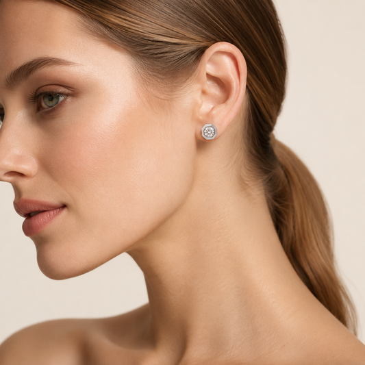 2CT Round Cut Lab Grown Diamond Stud Earrings