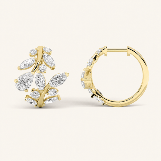 3CT Pear Cut Lab Grown Diamond Leaf Motif Fashion Earrings