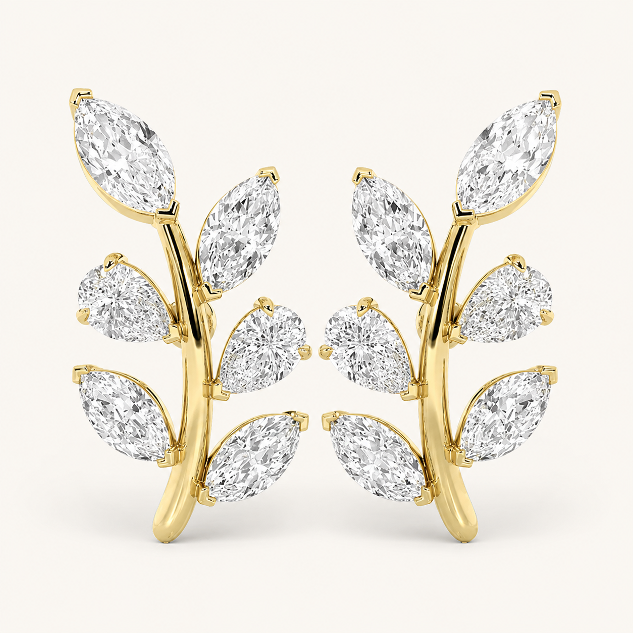 2CT Marquise Cut Lab Grown Diamond Leaf Motif Fashion Earrings