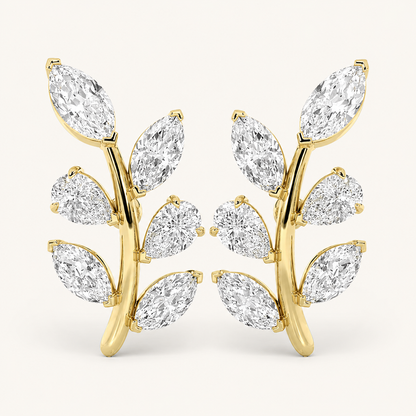2CT Marquise Cut Lab Grown Diamond Leaf Motif Fashion Earrings