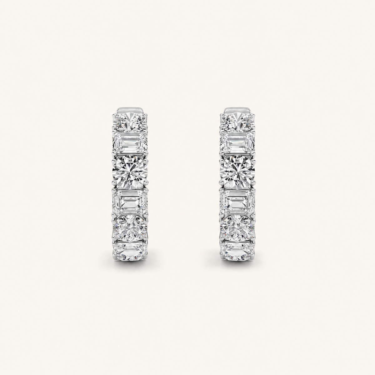 5CT Emerald Cut Lab Grown Diamond Inside Out Hoop Earrings