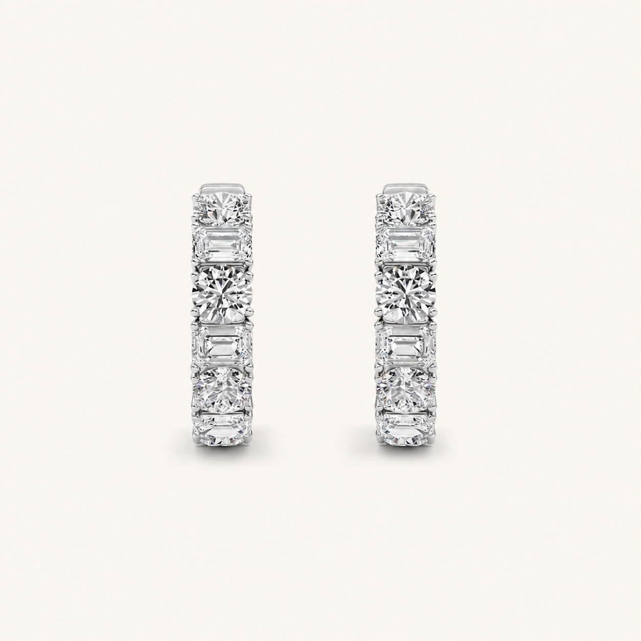 5CT Emerald Cut Lab Grown Diamond Inside Out Hoop Earrings