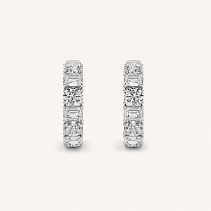 5CT Emerald Cut Lab Grown Diamond Inside Out Hoop Earrings