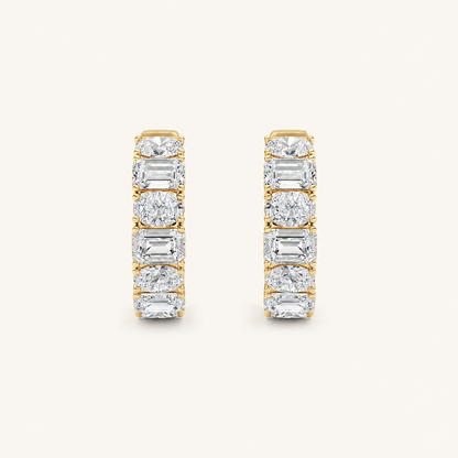 5CT Emerald Cut Lab Grown Diamond Inside Out Hoop Earrings