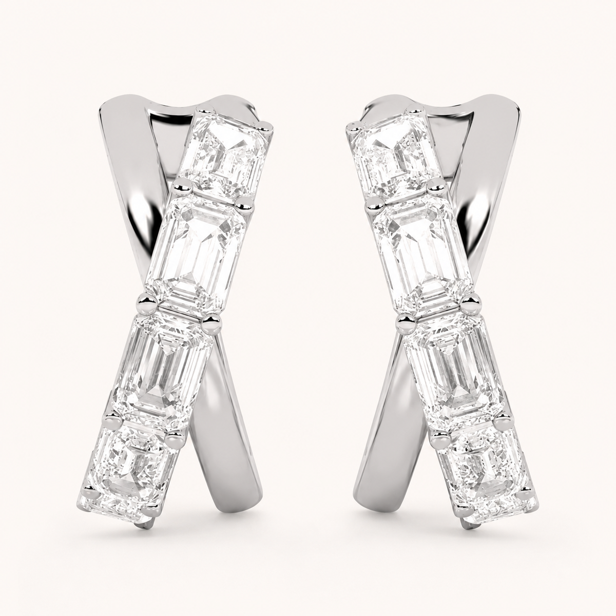 3CT Emerald Cut Lab Grown Diamond Huggie Earrings