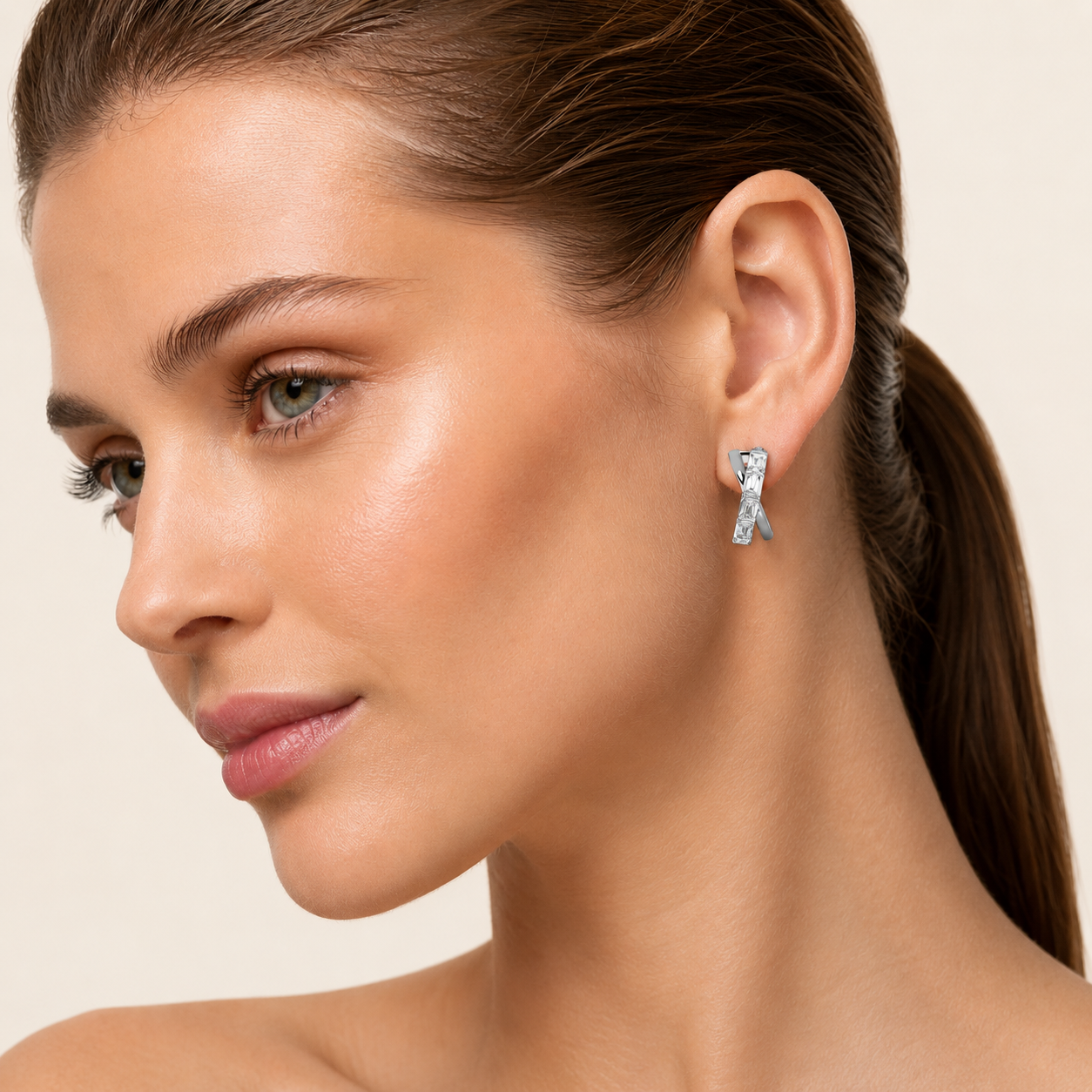 3CT Emerald Cut Lab Grown Diamond Huggie Earrings
