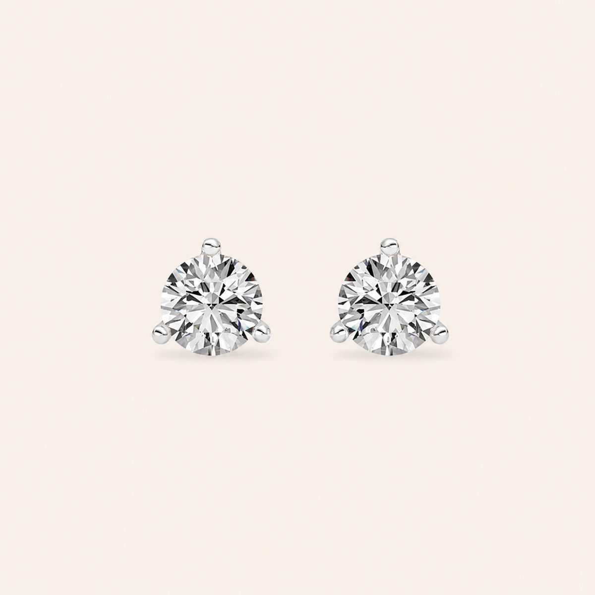 0.5CT Round Cut Lab Grown Diamond Three-Prong Martini Stud Earrings
