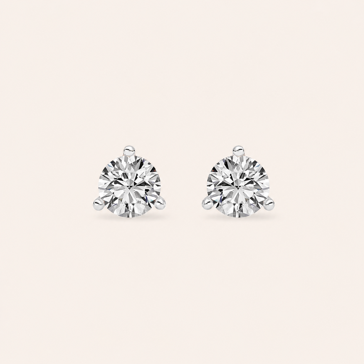 0.5CT Round Cut Lab Grown Diamond Three-Prong Martini Stud Earrings