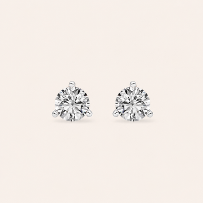 0.5CT Round Cut Lab Grown Diamond Three-Prong Martini Stud Earrings