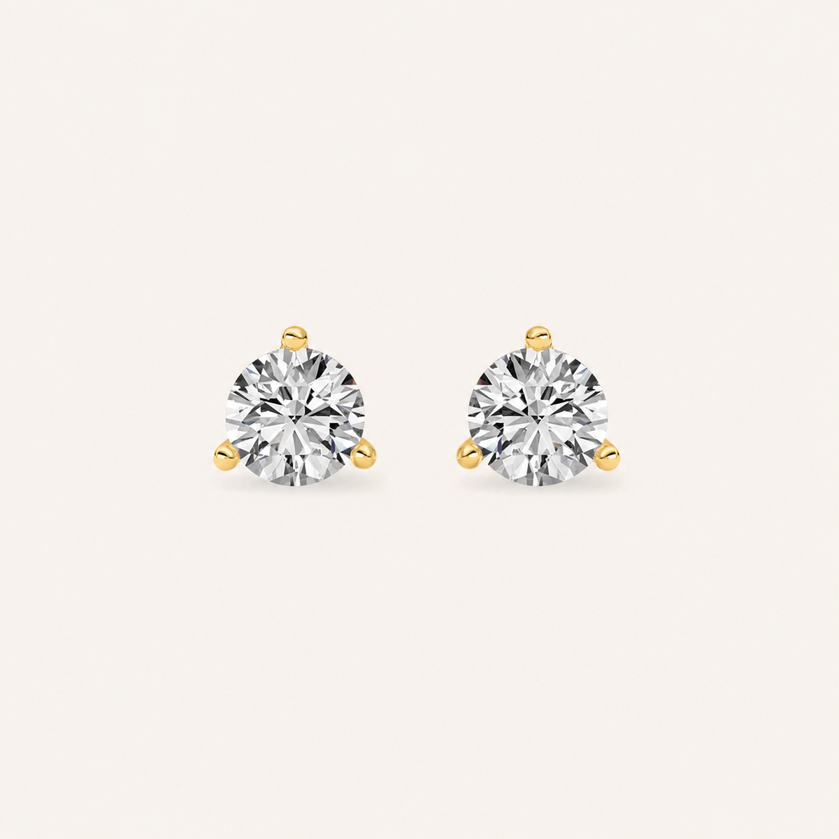 0.5CT Round Cut Lab Grown Diamond Three-Prong Martini Stud Earrings