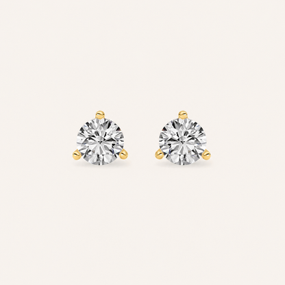 0.5CT Round Cut Lab Grown Diamond Three-Prong Martini Stud Earrings