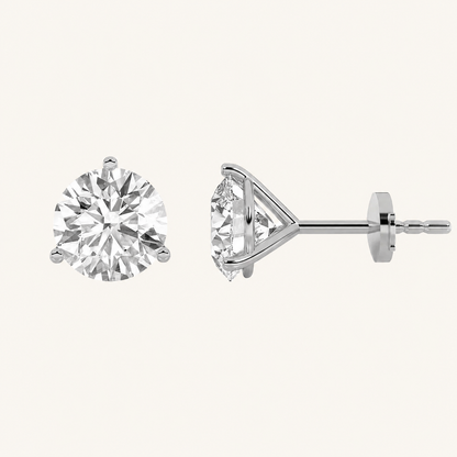0.5CT Round Cut Lab Grown Diamond Three-Prong Martini Stud Earrings