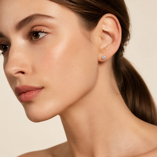 0.50CT Round Cut Lab Grown Diamond Three-Prong Martini Stud Earrings