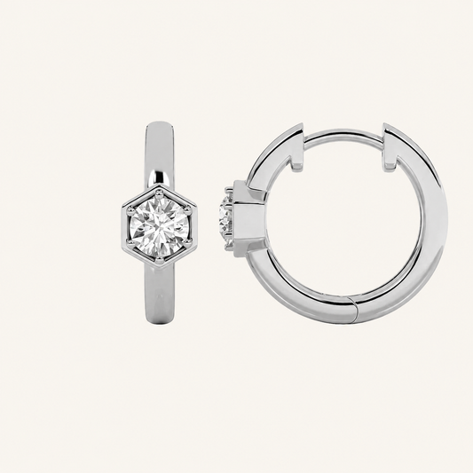 0.50CT Round Cut Lab Grown Diamond Hoop Earrings