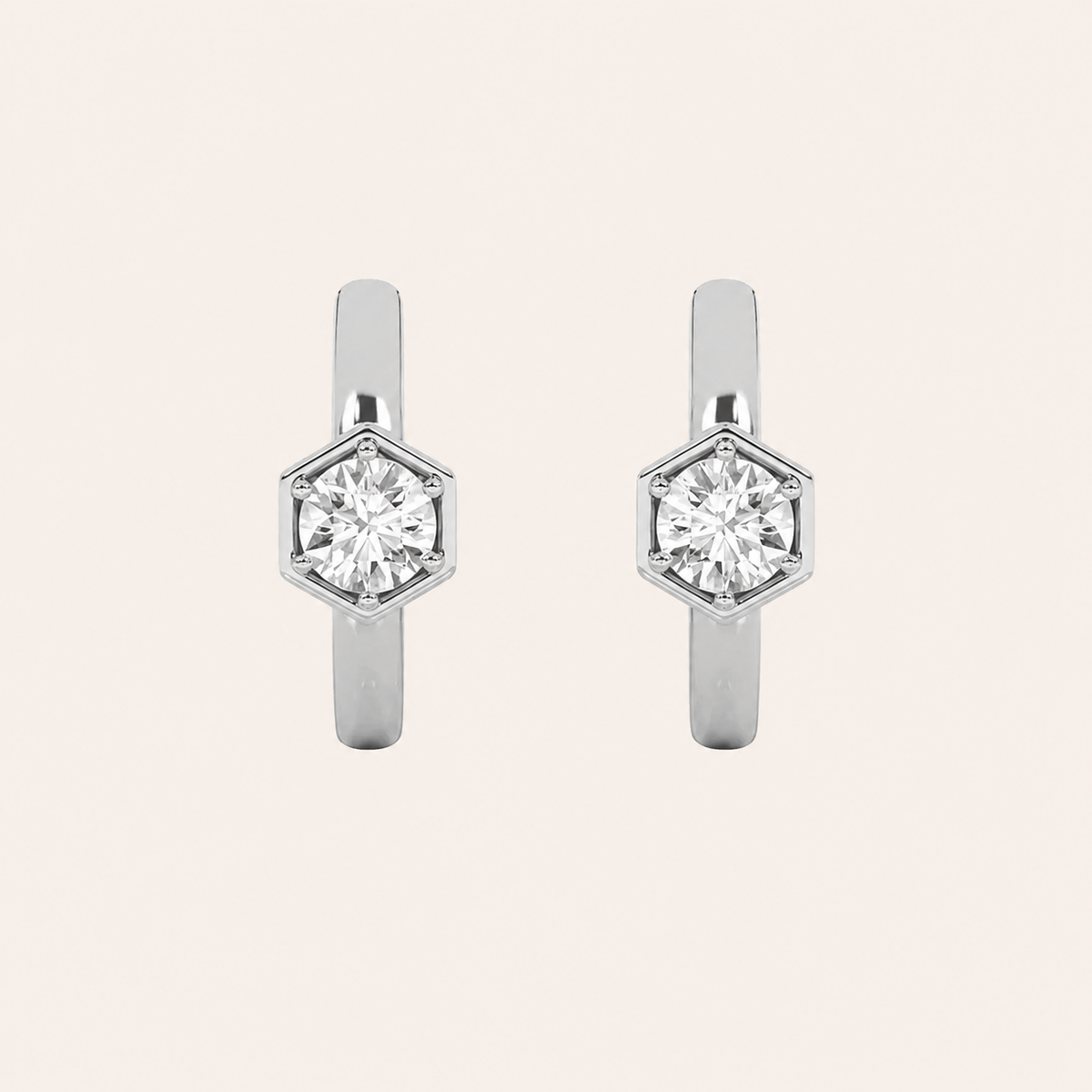 0.5CT Round Cut Lab Grown Diamond Hoop Earrings