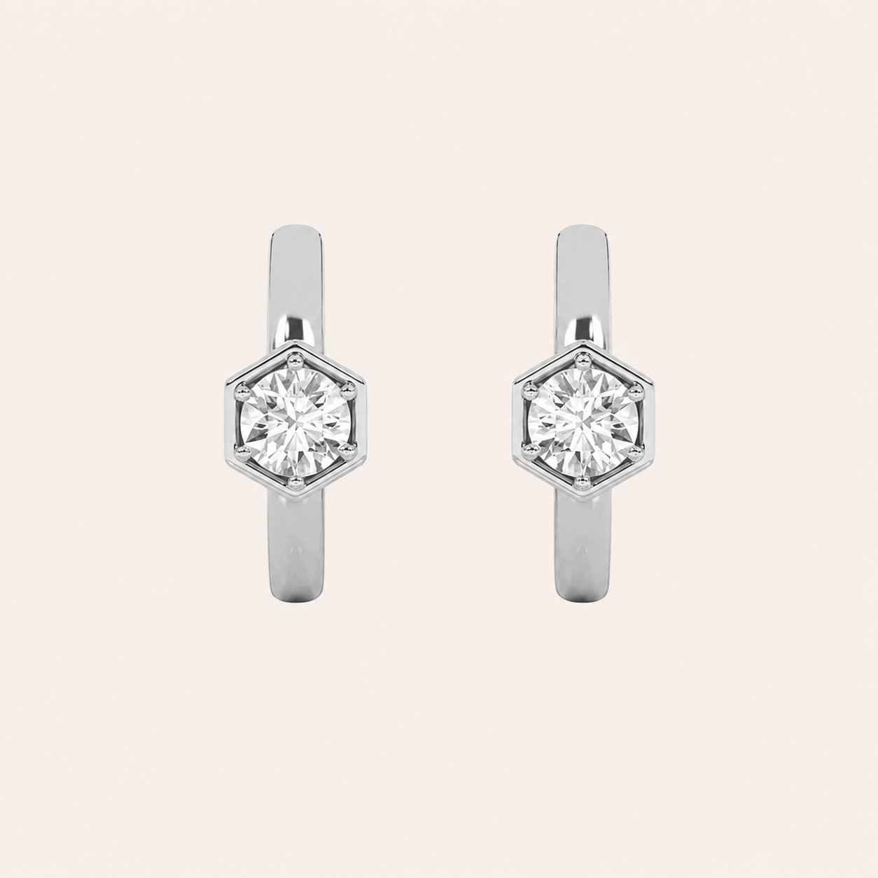 0.5CT Round Cut Lab Grown Diamond Hoop Earrings