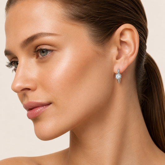 0.50CT Round Cut Lab Grown Diamond Hoop Earrings