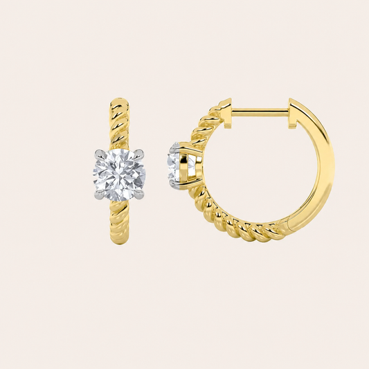 1CT Round Cut Lab Grown Diamond Accented Hoop Earrings