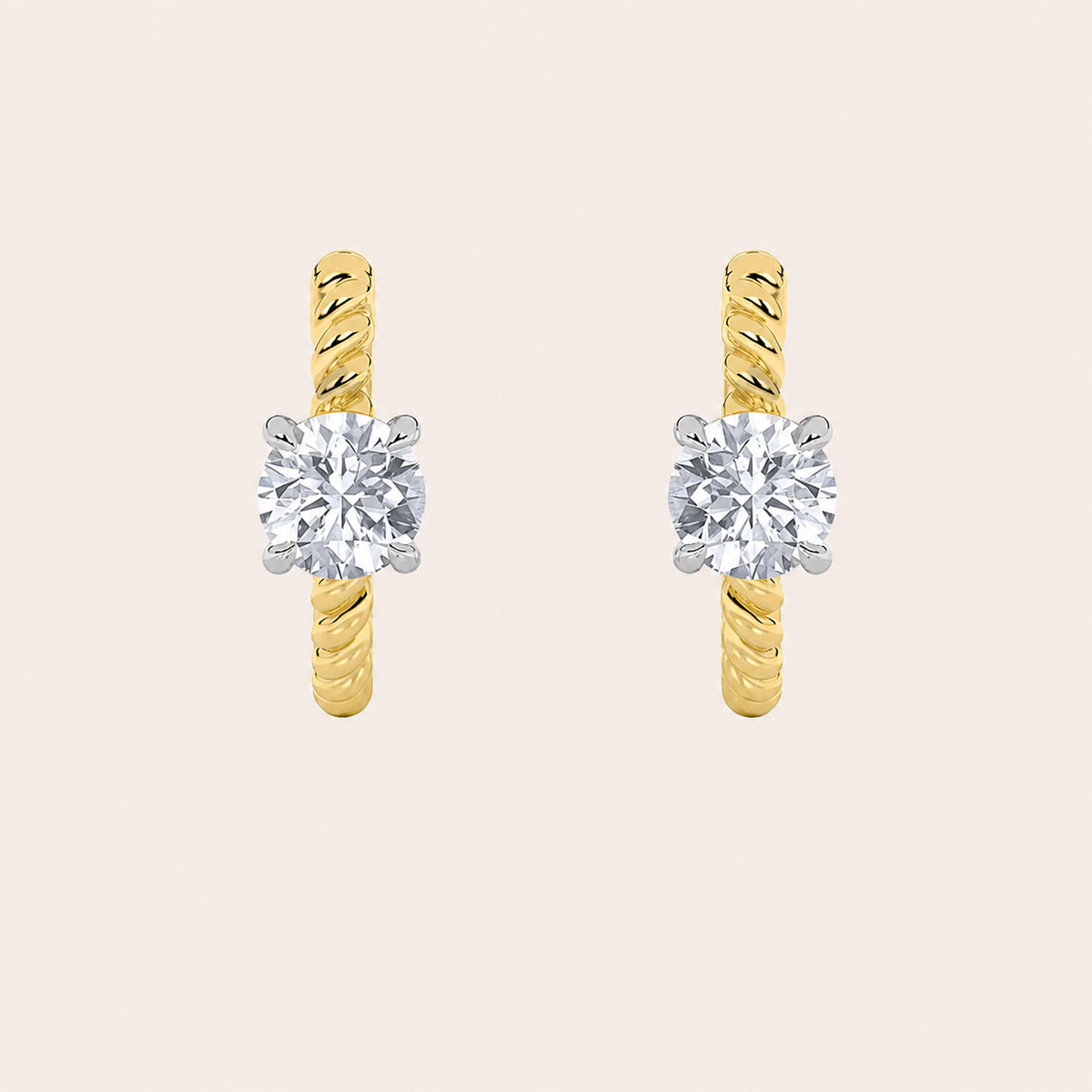 1CT Round Cut Lab Grown Diamond Accented Hoop Earrings
