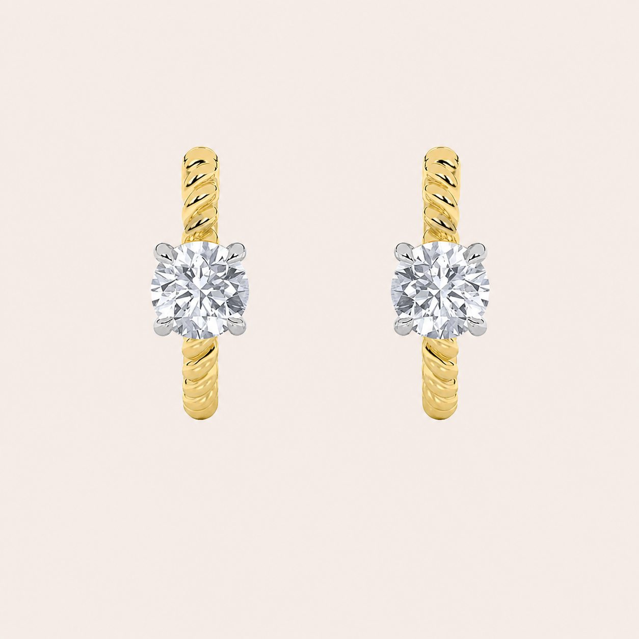 1CT Round Cut Lab Grown Diamond Accented Hoop Earrings