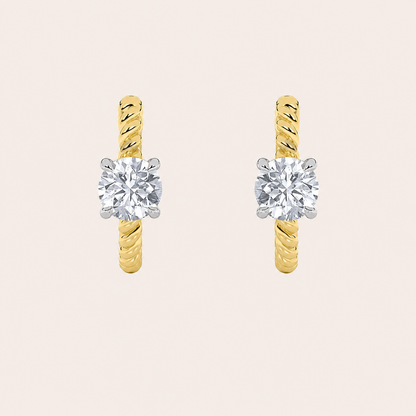 1CT Round Cut Lab Grown Diamond Accented Hoop Earrings