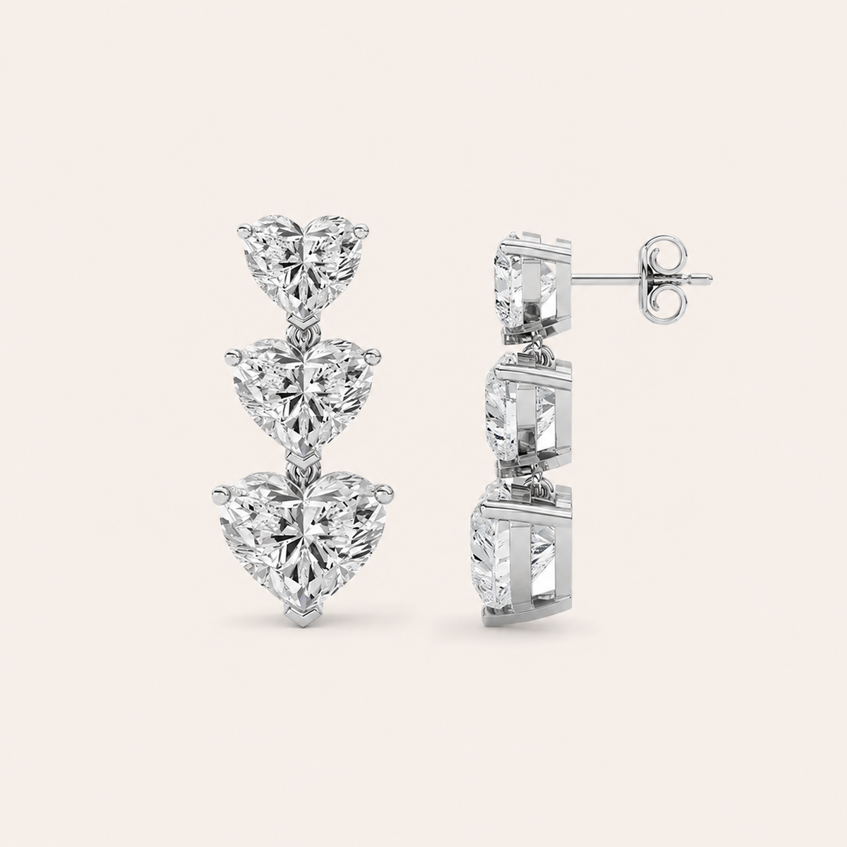 16CT Heart Cut Lab Grown Diamond Earrings